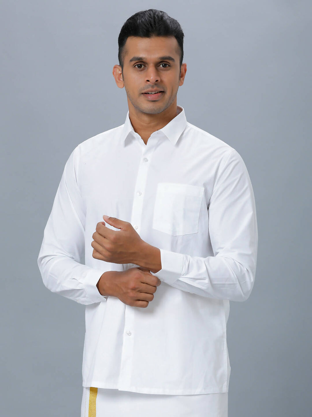 Ramraj Cotton Mens Full Sleeve Formal 100 % Cotton White Shirt | Grocsy