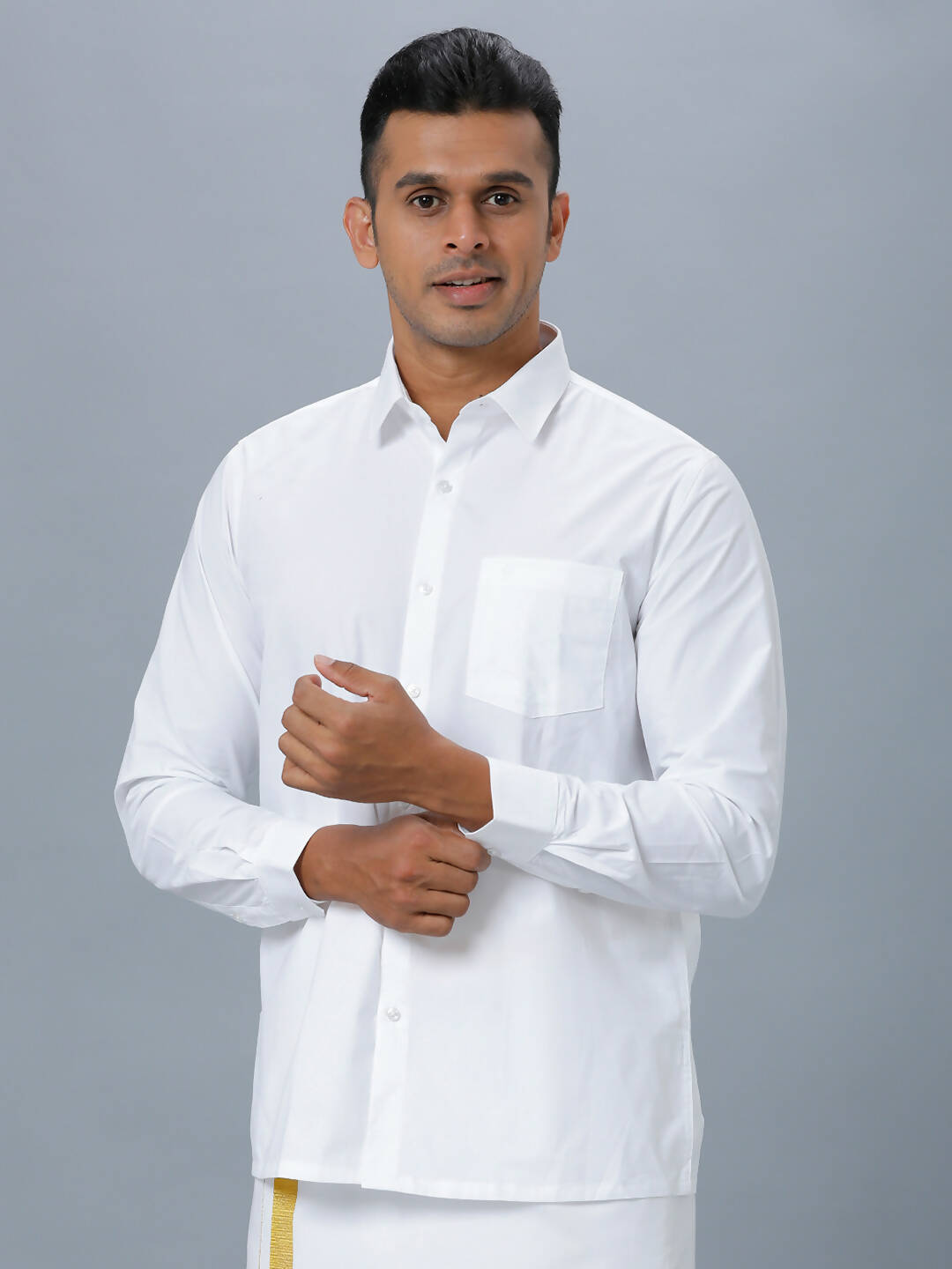 Ramraj Cotton Mens Full Sleeve Formal 100 % Cotton White Shirt | Grocsy