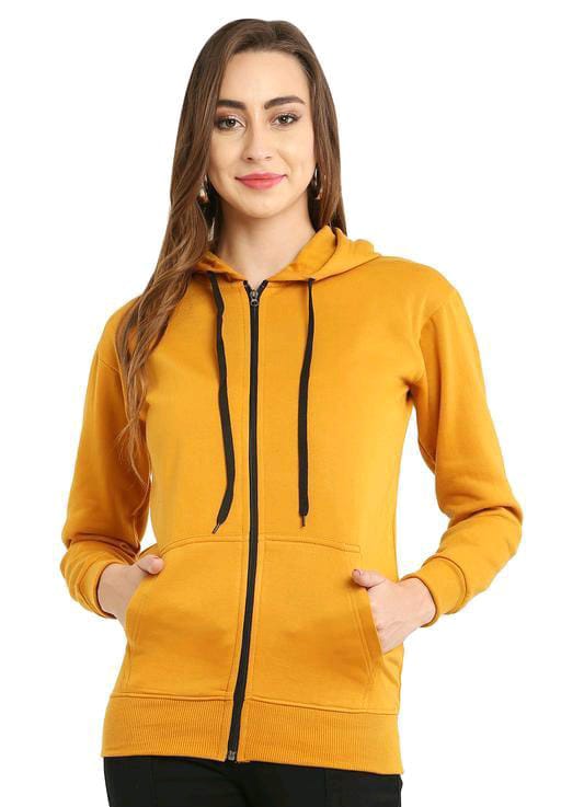 PAVONINE Mustard Color Casual Winter Wear Hoodie Sweatshirt For Girls | Grocsy