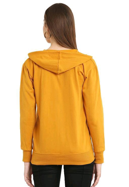 PAVONINE Mustard Color Casual Winter Wear Hoodie Sweatshirt For Girls | Grocsy