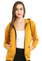 PAVONINE Mustard Color Casual Winter Wear Hoodie Sweatshirt For Girls | Grocsy