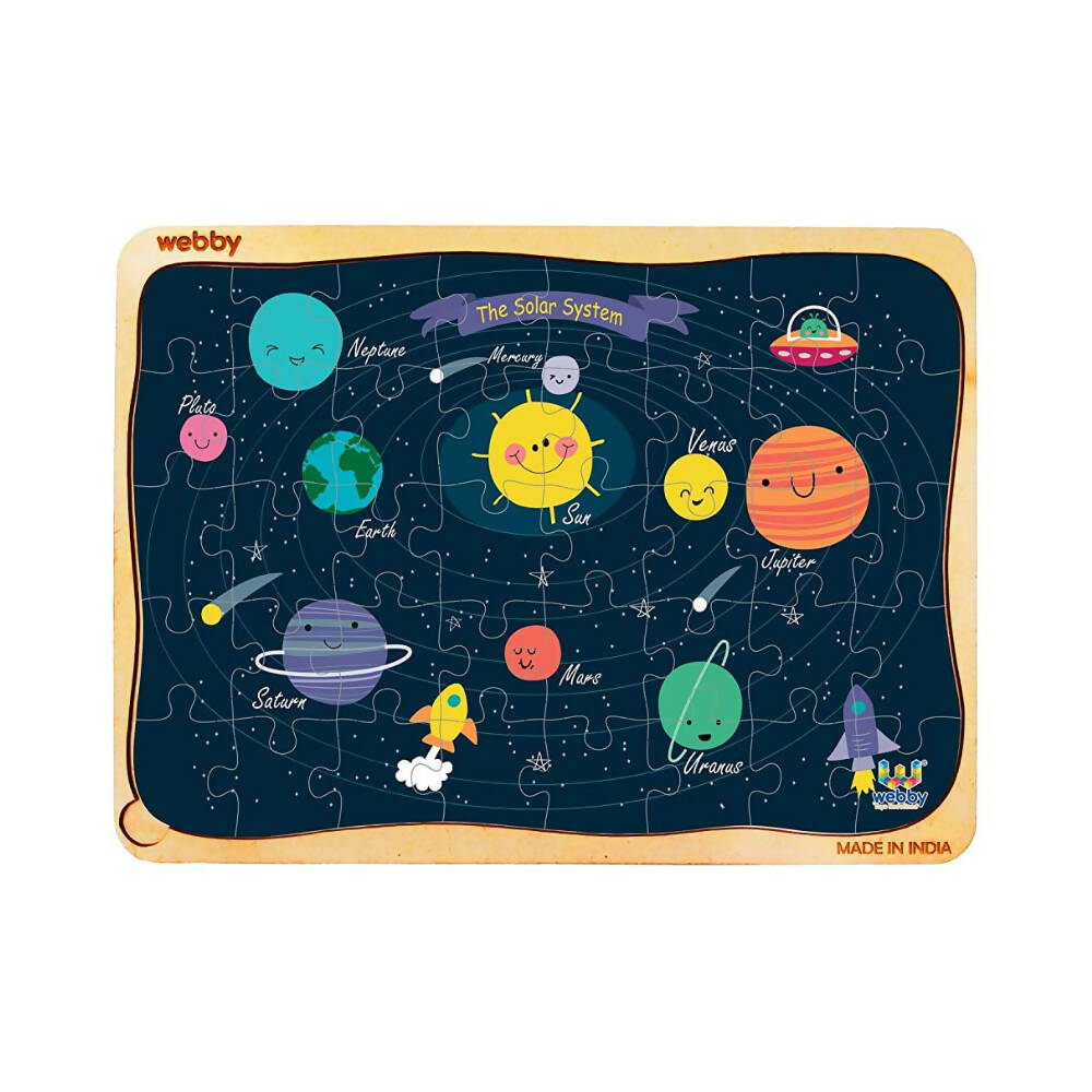 Webby Outer Space Solar System Wooden Jigsaw Puzzle - 40 Pcs | Grocsy