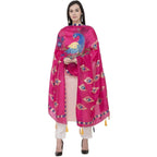 A R Silk Silk Peacock Multi Fancy Dupatta Color Rani Dupatta or Chunni | Grocsy
