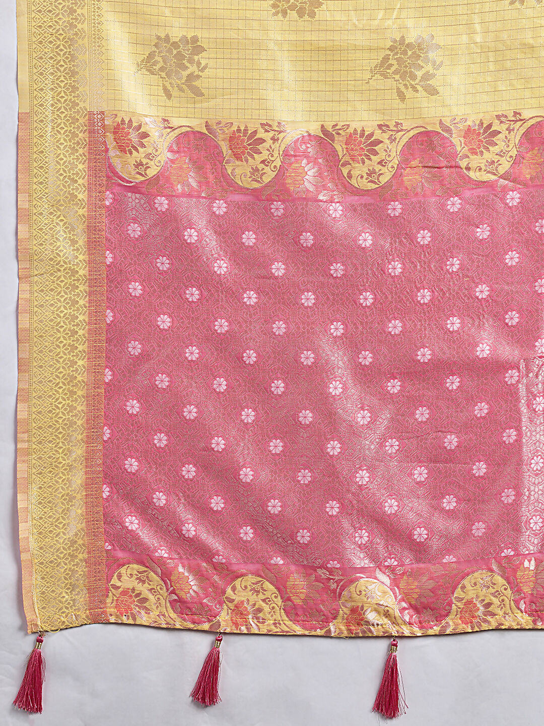 Shree Shyam Fashion Yellow Linen Cotton Saree | Grocsy