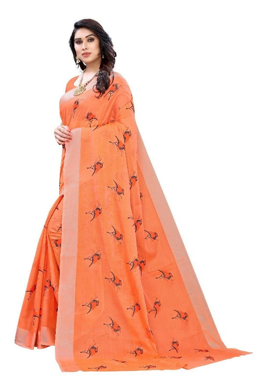 Vamika Orange Chanderi Designer Saree (SERIN ORANGE) | Grocsy