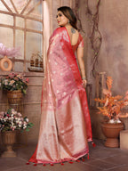Vedant Vastram Tissue Silk Kanjeevaram Silk Saree - Pink | Grocsy