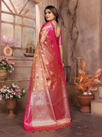 Vedant Vastram Tissue Silk Kanjeevaram Silk Saree - Rani | Grocsy