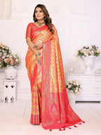 Vedant Vastram Soft Litchi Silk Kanjeevaram Silk Saree - Mustard | Grocsy