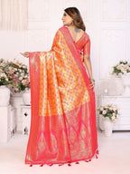 Vedant Vastram Soft Litchi Silk Kanjeevaram Silk Saree - Mustard | Grocsy