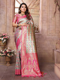 Vedant Vastram Soft Litchi Silk Kanjeevaram Silk Saree - Parrot | Grocsy