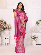 Vedant Vastram Soft Litchi Silk Kanjeevaram Silk Saree - Rani | Grocsy