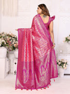 Vedant Vastram Soft Litchi Silk Kanjeevaram Silk Saree - Rani | Grocsy