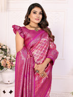 Vedant Vastram Soft Litchi Silk Kanjeevaram Silk Saree - Rani | Grocsy