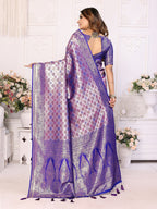Vedant Vastram Soft Litchi Silk Kanjeevaram Silk Saree - Royal Blue | Grocsy