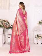 Vedant Vastram Soft Litchi Silk Kanjeevaram Silk Saree - Beige | Grocsy