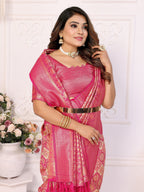 Vedant Vastram Soft Litchi Silk Kanjeevaram Silk Saree - Beige | Grocsy