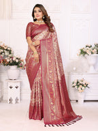 Vedant Vastram Soft Litchi Silk Kanjeevaram Silk Saree - Maroon | Grocsy