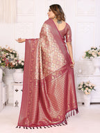 Vedant Vastram Soft Litchi Silk Kanjeevaram Silk Saree - Maroon | Grocsy