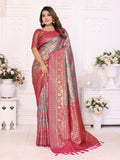 Vedant Vastram Soft Litchi Silk Kanjeevaram Silk Saree - Rama | Grocsy