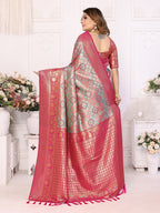 Vedant Vastram Soft Litchi Silk Kanjeevaram Silk Saree - Rama | Grocsy