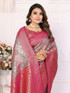 Vedant Vastram Soft Litchi Silk Kanjeevaram Silk Saree - Rama | Grocsy