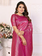 Vedant Vastram Soft Litchi Silk Kanjeevaram Silk Saree - Rani | Grocsy
