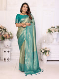 Vedant Vastram Tissue Silk Kanjeevaram Silk Saree - Rama | Grocsy