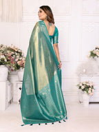 Vedant Vastram Tissue Silk Kanjeevaram Silk Saree - Rama | Grocsy