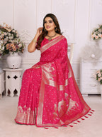 Vedant Vastram Soft Litchi Silk Banarasi Silk Saree - Rani | Grocsy