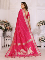 Vedant Vastram Soft Litchi Silk Banarasi Silk Saree - Rani | Grocsy