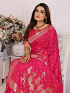 Vedant Vastram Soft Litchi Silk Banarasi Silk Saree - Rani | Grocsy