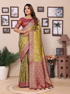 Vedant Vastram Tissue Silk Kanjeevaram Silk Saree - Dark-Olive | Grocsy
