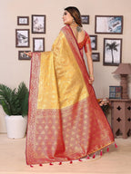 Vedant Vastram Tissue Silk Kanjeevaram Silk Saree - Mustard | Grocsy