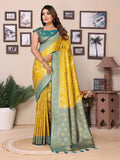 Vedant Vastram Tissue Silk Kanjeevaram Silk Saree - Yellow | Grocsy