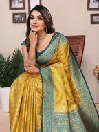 Vedant Vastram Tissue Silk Kanjeevaram Silk Saree - Yellow | Grocsy