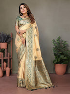 Vedant Vastram Viscose Silk Kanjeevaram Silk Saree - Green | Grocsy