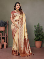 Vedant Vastram Viscose Silk Kanjeevaram Silk Saree - Maroon | Grocsy