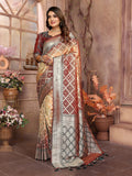 Vedant Vastram Soft Litchi Silk Kanjeevaram Silk Saree - Beige | Grocsy