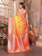 Vedant Vastram Soft Litchi Silk Kanjeevaram Silk Saree - Mustard | Grocsy