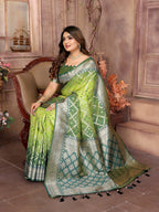 Vedant Vastram Soft Litchi Silk Kanjeevaram Silk Saree - Parrot | Grocsy