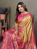 Vedant Vastram Tissue Silk Paithani Silk Saree - Gold | Grocsy