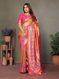 Vedant Vastram Tissue Silk Paithani Silk Saree - Orange | Grocsy