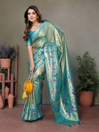 Vedant Vastram Tissue Silk Paithani Silk Saree - Rama | Grocsy