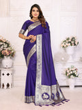 Vedant Vastram Soft Litchi Silk Banarasi Silk Saree - Violet | Grocsy