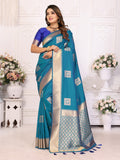 Vedant Vastram Soft Litchi Silk Banarasi Silk Saree - Rama | Grocsy