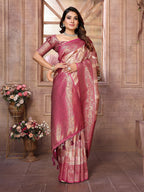 Vedant Vastram Soft Litchi Silk Kanjeevaram Silk Saree - Beige | Grocsy
