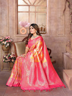 Vedant Vastram Soft Litchi Silk Kanjeevaram Silk Saree - Mustard | Grocsy
