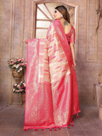 Vedant Vastram Soft Litchi Silk Kanjeevaram Silk Saree - Pink | Grocsy