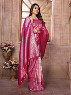 Vedant Vastram Soft Litchi Silk Kanjeevaram Silk Saree - Purple | Grocsy