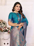 Vedant Vastram Soft Litchi Silk Banarasi Silk Saree - Rama | Grocsy